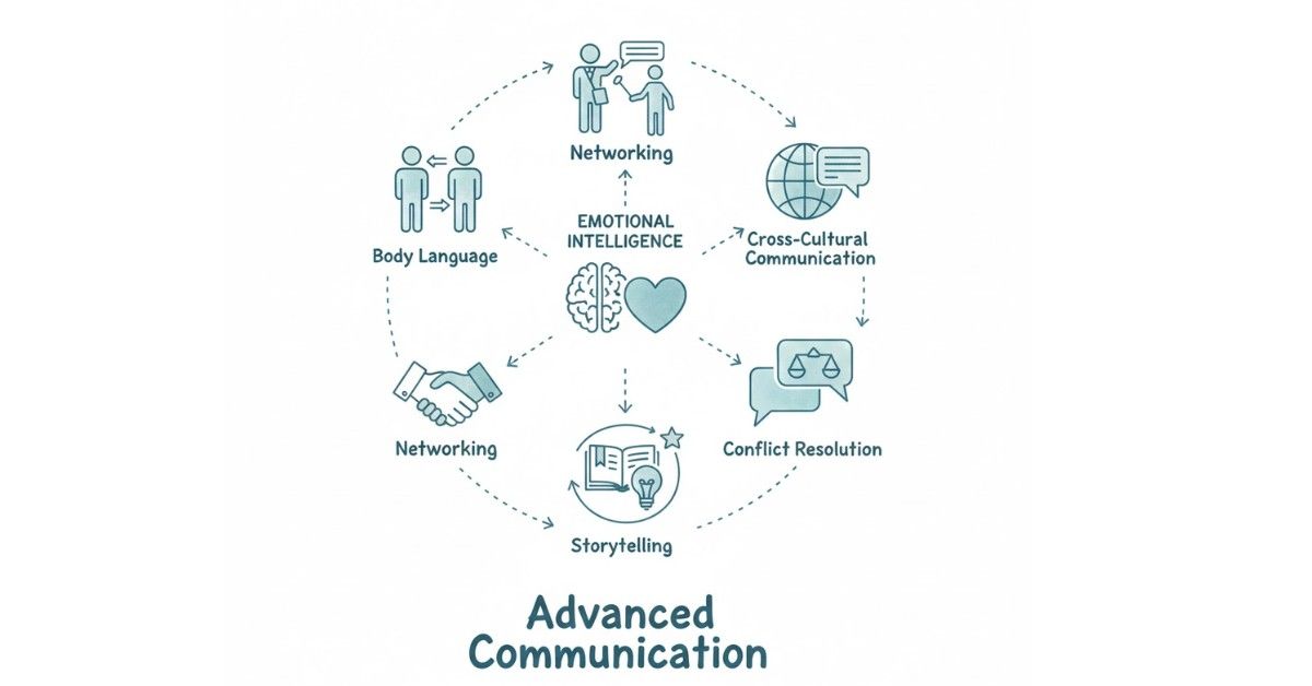 Hero banner showing advanced communication skills like EQ, networking, and cross-cultural communication.