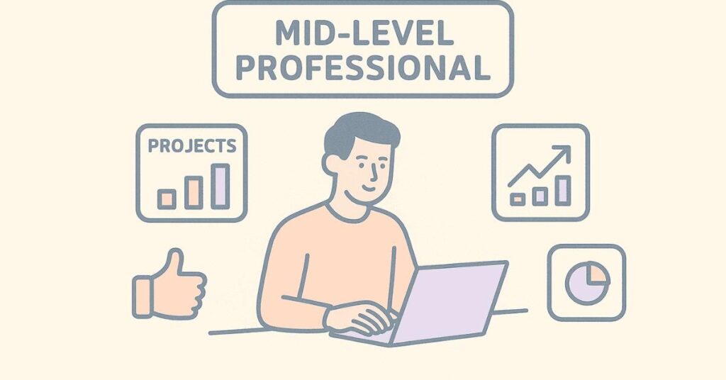 Mid-level professional HR interview section visual