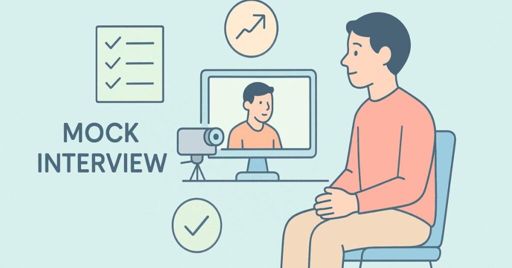 Mock interview and self-assessment hero illustration