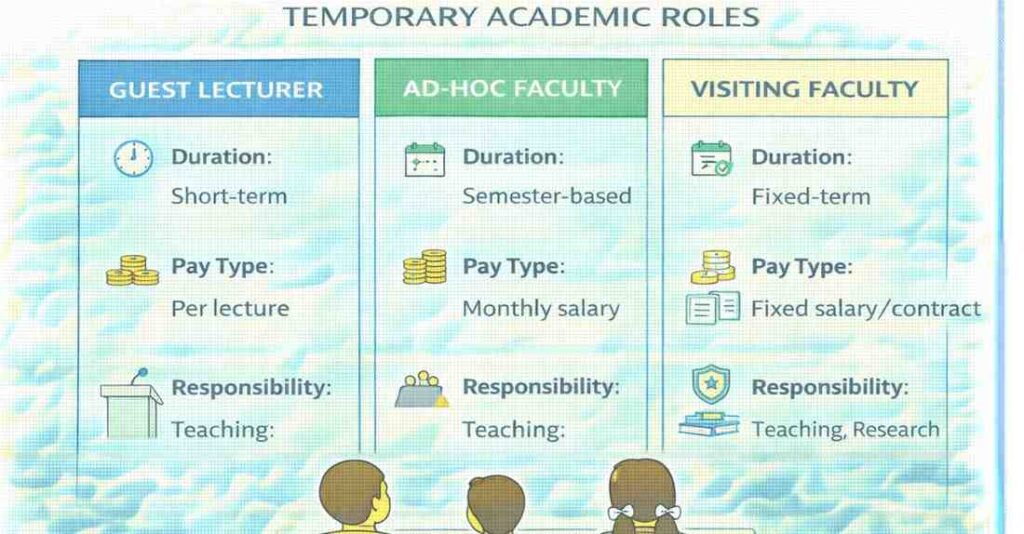 Types of temporary college teaching roles in India